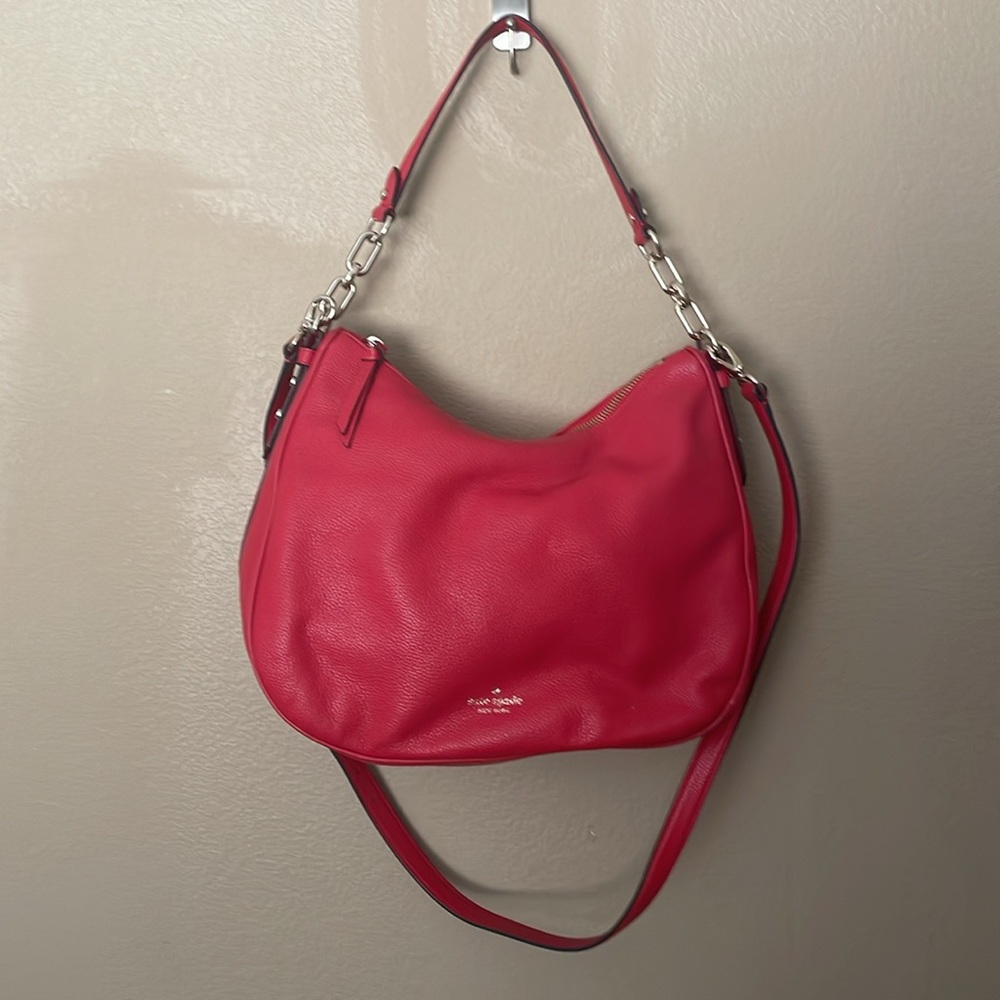kate spade Red Pebbled Leather Hobo Crossbody